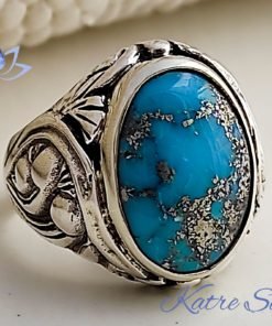 Turquoise Men Ring, Ottoman Mens Ring, Mens Handmade Ring, Turkish Handmade Silver Men Ring, Sterling Silver, Gift For Him
