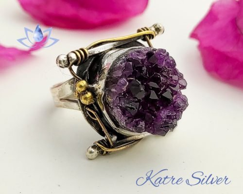 Raw Amethyst Ring, Amethyst Ring, Gemstone Ring, Purple Stone Ring, Statement Ring, Boho Ring, Purple Ring, Gift For Her