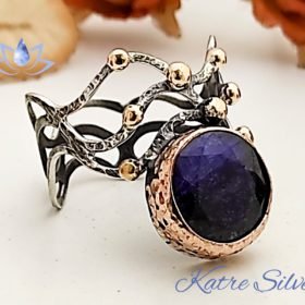 Raw Simple Raw Royal Dainty Blue Sapphire Ring, Branch Ring, Antique Fine Jewelry, One of a Kind Ring, Blue Sapphire Ring, Gift