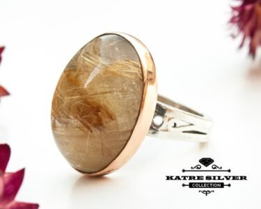 Golden Rutilated Quartz Ring, Statement Gemstone Ring, Handmade Silver Ring, Unique Quartz Ring, Luxury Jewelry for Women - Image 4