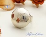 Womens Silver Bubble Sphere Modernist Dome Cool Ball Geometric Circle Adjustable Ring, Gift - Image 4