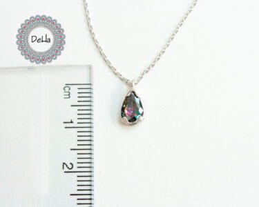 Elegant Mystic Topaz Teardrop Necklace – Dainty Minimal Gemstone Pendant for Women - Image 6