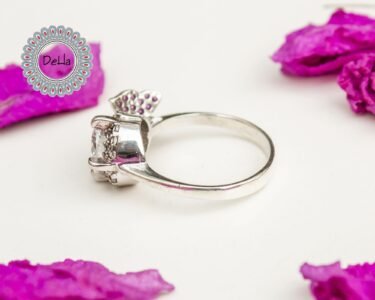 Pink Butterfly Ring – Elegant Solitaire Minimal Ring Gift for Women - Image 5