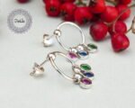 Mix Stone Earrings, Multi Stone Earrings, Multi Color Earrings, Multi Color Stone, Mix Color, CZ Stone, Earring Jewelry, Women Earring, Silver - Image 5