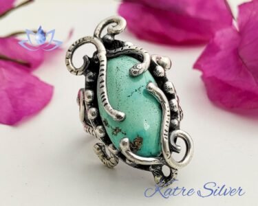 Green Turquoise Vintage Ring, Turquoise Rings, Turquoise Jewelry, Gemstone Ring, Handmade Ring, Turquoise Gift, Gift For Her - Image 4