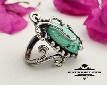 Green Turquoise Vintage Ring, Turquoise Rings, Turquoise Jewelry, Gemstone Ring, Handmade Ring, Turquoise Gift, Gift For Her - Image 5