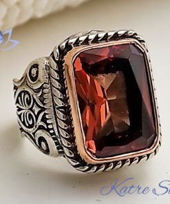Color Changing Diaspore Ring, Mens Handmade Ring, Turkish Handmade Silver Men Ring, Ottoman Mens Ring, Gift for Him