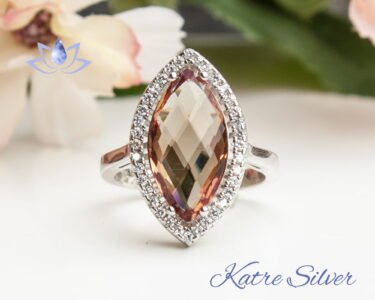 Color Change Diaspore Ring – Elegant Marquise Handmade Silver Ring for Women - Image 3