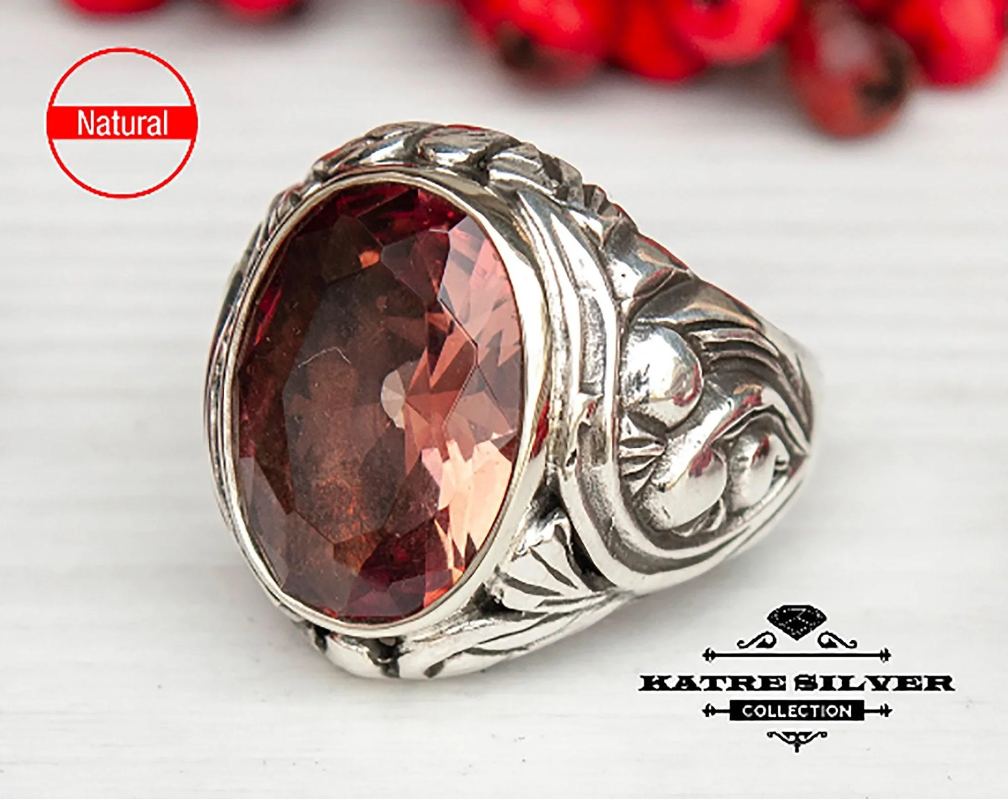 Men’s Zultanite Ring, Ottoman Silver Ring, Diaspore Ring for Men, Handmade Turkish Ring, Luxury Statement Ring Gift for Him - Image 6