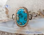Raw Genuine Turquoise Blue Natural Stone Navajo Native American Unisex Ring, Handmade Ring, Unisex Jewelry, Blue Gifts - Image 2