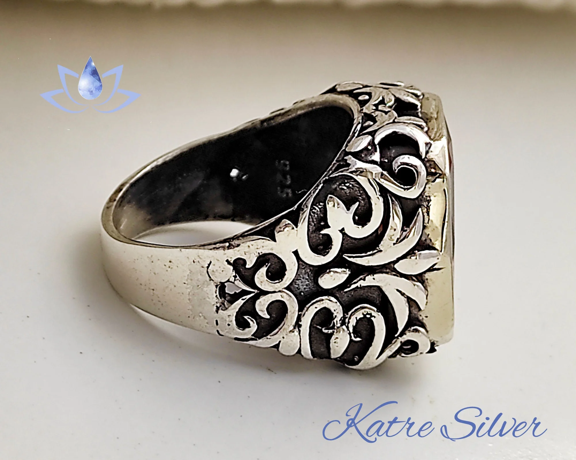 Mens Diaspore Ring – Elegant Color Changing Ottoman Handmade Silver Ring - Image 5