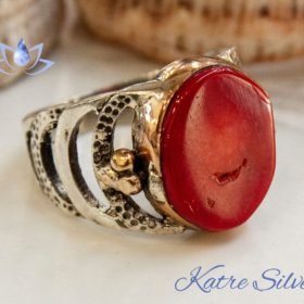 Vintage Coral Ring, Coral Ring, Gemstone Ring, Coral Jewelry, Statement Ring, Vintage Ring, Boho Ring, Handmade Ring, Red Coral, Red Ring