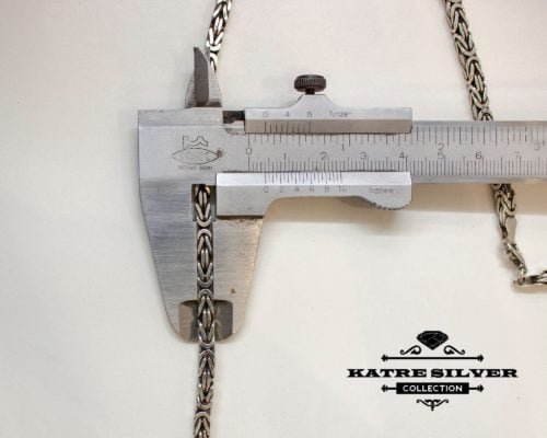 Handmade 4mm Solid 925 Sterling Silver Mens Necklace Square Balinese Byzantine Kings Chain, Byzantine Chain, Byzantine Necklace, Silver Chain - Image 7