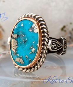 Raw Genuine Turquoise Blue Natural Stone Navajo Native American Unisex Ring, Handmade Ring, Unisex Jewelry, Blue Gifts