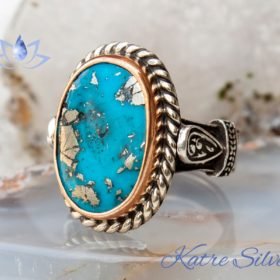 Raw Genuine Turquoise Blue Natural Stone Navajo Native American Unisex Ring, Handmade Ring, Unisex Jewelry, Blue Gifts