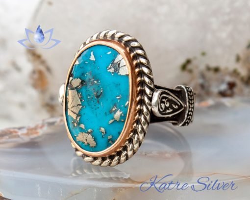 Raw Genuine Turquoise Blue Natural Stone Navajo Native American Unisex Ring, Handmade Ring, Unisex Jewelry, Blue Gifts