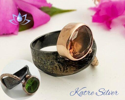 Diaspore Custom Design Ring, Art Deco Ring, Sterling Silver Ring, Custom Ring, Designer Ring, Color Changing Ring, Gift for Her