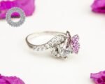 Pink Butterfly Solitaire Ring, Antique Style Ring, Pink Butterfly, Statement Ring, Butterfly Jewelry, Solitaire Ring, Cubic Zirconia Ring - Image 2