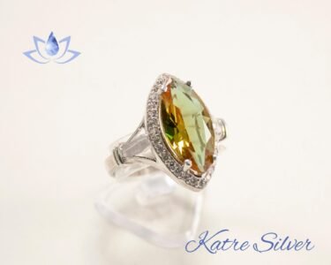 Marquise Halo Diaspore Ring – Elegant Color Changing Engagement Silver Ring - Image 3