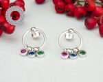 Mix Stone Earrings, Multi Stone Earrings, Multi Color Earrings, Multi Color Stone, Mix Color, CZ Stone, Earring Jewelry, Women Earring, Silver - Image 2