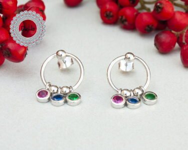 Mix Stone Earrings, Multi Stone Earrings, Multi Color Earrings, Multi Color Stone, Mix Color, CZ Stone, Earring Jewelry, Women Earring, Silver - Image 2