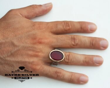Mens Handmade Ring, Turkish Handmade Silver Men Ring, Ottoman Mens Ring, Agate Stone Men Ring, Gift for Him, 925k Sterling Silver Ring - Image 2
