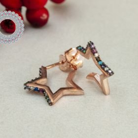 Mix Stone Small Star Earrings, Tiny Star Earrings, Multi Stone Earring, Star Stud Earrings, Star Earrings, Star Jewelry, Geometric Earring