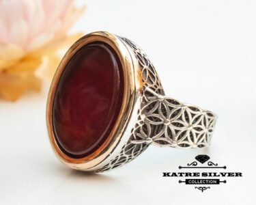 Mens Handmade Ring, Turkish Handmade Silver Men Ring, Ottoman Mens Ring, Agate Stone Men Ring, Gift for Him, 925k Sterling Silver Ring - Image 4