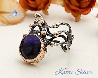 Raw Simple Raw Royal Dainty Blue Sapphire Ring, Branch Ring, Antique Fine Jewelry, One of a Kind Ring, Blue Sapphire Ring, Gift - Image 4