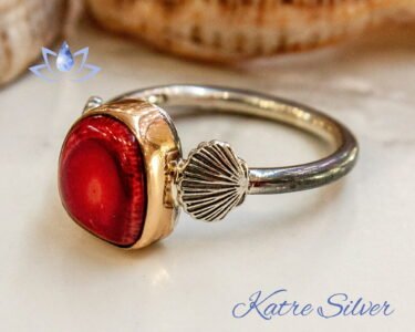 Red Coral Ring – Elegant Handmade Oxidized Silver Vintage Statement Ring for Women - Image 3