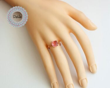 Elegant Pink Quartz Ring – Dainty Stackable Minimal Gemstone Ring for Women - Image 2