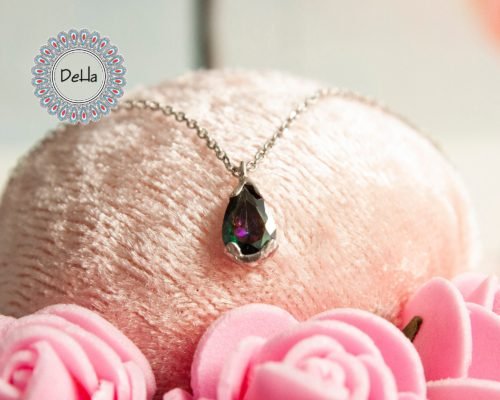Mystic Topaz Teardrop Pendant, Mystic Topaz Pendant, Topaz Pendant, Topaz Necklace, Topaz Jewelry, Teardrop Necklace, Minimalist Necklace - Image 3