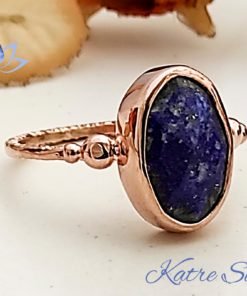 Genuine Sterling Blue Stone Lapis Lazuli Dainty Solitaire Ring, Sterling Lapis Ring, Blue Stone Ring, Handmade Ring, Unique Ring, Blue Gifts