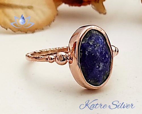 Genuine Sterling Blue Stone Lapis Lazuli Dainty Solitaire Ring, Sterling Lapis Ring, Blue Stone Ring, Handmade Ring, Unique Ring, Blue Gifts