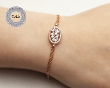 Rectangle Oval Baguette Bracelet, Baguette Cut, Baguette Jewelry, Oval Rectangle, Women Bracelet, Rose Gold Bracelet, Dainty Bracelet, Oval - Image 2