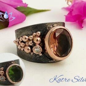 Diaspore Custom Design Ring, Sterling Silver Ring, Art Deco Ring, Custom Ring, Designer Ring, Color Changing Ring, Gift for Her