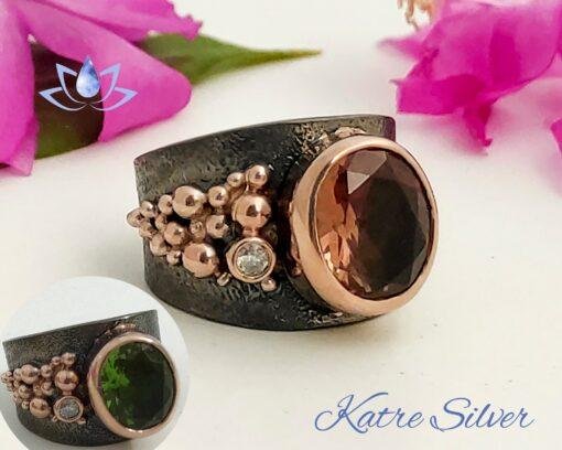 Diaspore Custom Design Ring, Sterling Silver Ring, Art Deco Ring, Custom Ring, Designer Ring, Color Changing Ring, Gift for Her