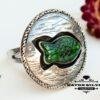 Green Fish Statement Ring, Silver Fish Ring, Fish Ring, Sea Ring, Animal Ring, Statement Ring, Green Ring, Handmade Ring, Green Stone Ring