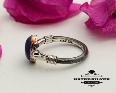 Oval Lapis Ring, Silver Lapis Ring, Lapis Lazuli Ring, Lapis Ring, Statement Ring, Handmade Ring, 925 Sterling Silver, Blue Stone Ring, Oval - Image 6