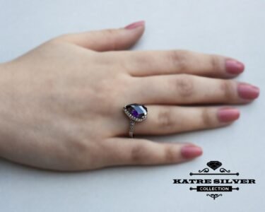 Stunning Pear Amethyst Ring 925 Sterling Silver – Teardrop Purple Gemstone Ring, Elegant Statement Ring for Her - Image 2