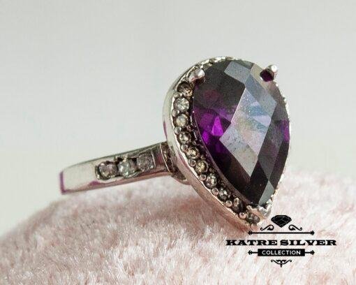 Pear Amethyst Ring, Teardrop Amethyst, Teardrop Ring, Purple Stone Ring, Purple Amethyst Ring, Amethyst Ring, Amethyst Jewelry, Purple Ring