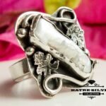 Ocean Pearl Ring, Ocean Ring, Silver Pearl Ring, Pearl Ring, Ocean Jewelry, Pearl Jewelry, Unique Ring, Designer Ring, Boho Ring, Art Ring