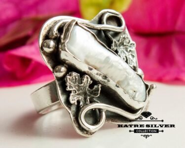 ocean pearl ring 925 sterling silver nautical ring