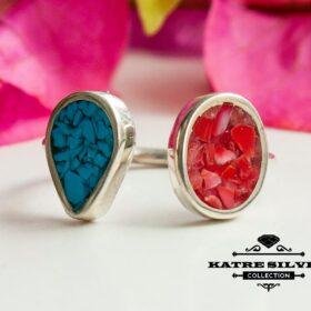 Mosaic Ring, Mosaic Stone, Coral Ring, Southwestern Ring, Open Ring, Turquoise Ring, Adjustable Ring, Mosaic Jewelry, Geometric Ring, Ring