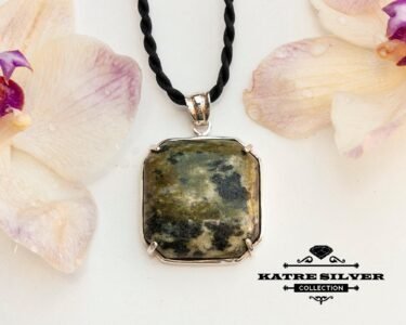 Stunning Serpentine Pendant 925 Sterling Silver – Natural Green Stone Necklace, Unique Statement Pendant Gift for Her - Image 7