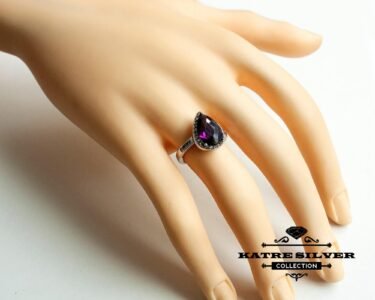 Stunning Pear Amethyst Ring 925 Sterling Silver – Teardrop Purple Gemstone Ring, Elegant Statement Ring for Her - Image 4