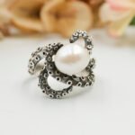 Stunning Octopus Pearl Ring 925 Sterling Silver – Nautical Handmade Statement Ring, Unique Ocean Jewelry Gift for Women - Image 8