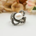 Stunning Octopus Pearl Ring 925 Sterling Silver – Nautical Handmade Statement Ring, Unique Ocean Jewelry Gift for Women - Image 4