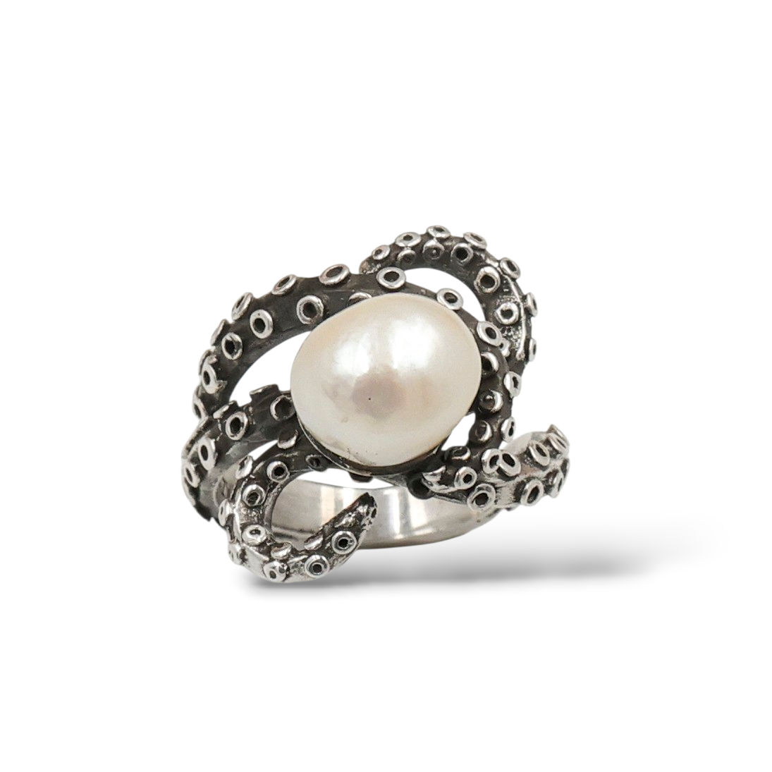 octopus pearl ring 925 sterling silver nautical ring