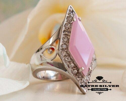 Powder Pink Ring, Powder Pink Jewelry, Pink Art Deco Ring, Powder Pink, Long Ring, Pink Ring, Statement Ring, Art Deco Ring, Pink Jewelry
